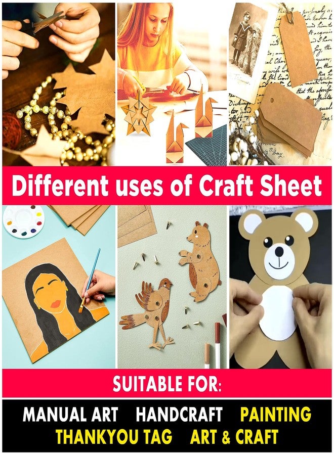 Goelite Craft Paper Sheets Thick 300 GSM | Brown Kraft Sheets Cardboard Pack of 10 | Best for DIY Craft, Sketching, Project Making, Painting, Doodling, Art & Craft (A3 (45 X 30 CM)) - Image 2